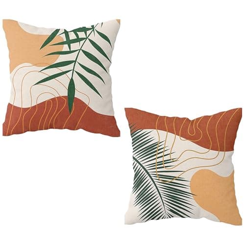 Image of GIEEU Cushion Covers Set of 2, Soft Reversible Pillow Cases, Square Cushions Cases Bohemian for Sofa Bed Couch Outdoor Home Decorations 45 * 45CM