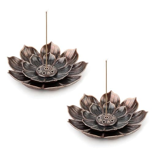 Image of 2 PCS Lotus Incense Holder, Insence-Stick Holder, With Detachable Ash Catcher, for Office Tea House Home Accessories Yoga(Copper Color)