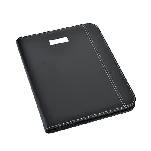 Image of Arpan Black Leather Look A4 Zipped Conference Folder with Calculator & Pad/Executive Portfolio