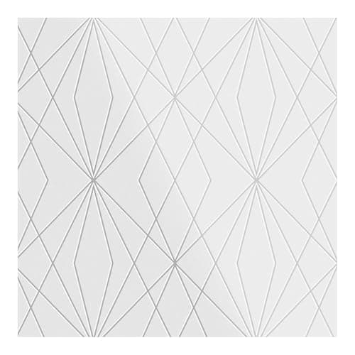 Image of Fresco Laser Metallic Silver and White Geometric Wallpaper