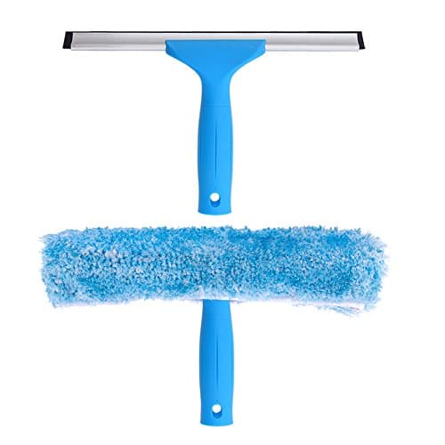 Image of MR.SIGA Professional Window Cleaning Combo - Squeegee & Microfiber Window Scrubber, 10"