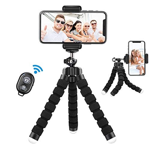 Image of Lidasen Flexible Mini Tripod Holder with Bluetooth Control, Portable Travel Camera Mobile Phone Mount Compatible with iPhone, Android Phones, GoPro, 4-8" Smart Device