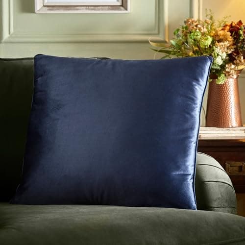 Image of Appletree Navy Velvet Cushion 55 x 55cm – Soft Touch with Filling Included – Large Square Cushion Cover & Insert – Luxury Navy Blue Decorative Pillow for Sofa or Bed