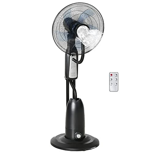 Image of HOMCOM 45 cm Pedestal Fan with Water Mist Spray, Standing Fan with 3 Speeds, 2.8L Water Tank, Timer and Remote, Black