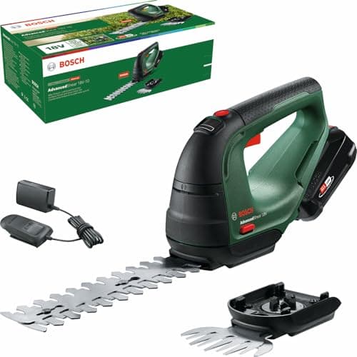 Image of Bosch Cordless Grass Shear & Hedge Trimmer - AdvancedShear 18V-10 (1 x 2.0 Ah, 18 Volt System, cuts up to 85 m² per Battery Charge, with Shrub and Grass Shear Blades)