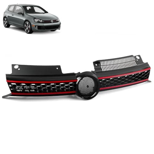 Image of ROBUST Gti Style Front Radiator Grille Black Red for VW Golf Mk6 5K0853651 2009-2013