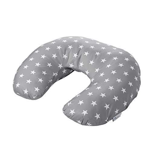 Image of Mountain Fresh Breast Feeding Maternity Nursing Pillow - Grey with White Star/Newborn Pillow Cushion Washable Cover | Mother & Baby Awards 2022 Shortlisted |Plush Cotton Cover, Multi-Purpose Support