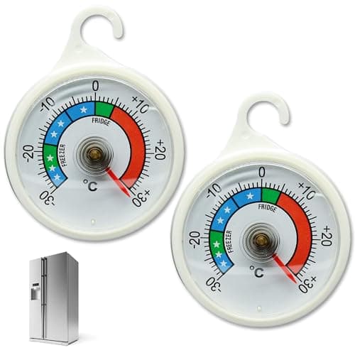 Image of 2 Pcs Fridge Freezer Thermometer, Dial Refrigerator Thermometer, Fridge Analogue for Temperature Control, Fridges Thermostat with Coloured Zones, Error range: ±2 degrees