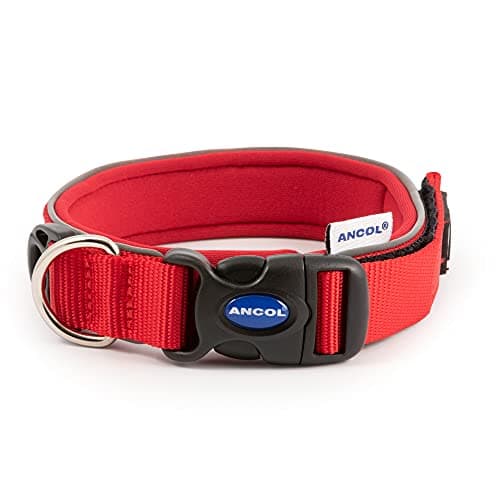 Image of Ancol Extreme Ultra Padded Weatherproof Collar.Red. Collar Size 3 30-34cm