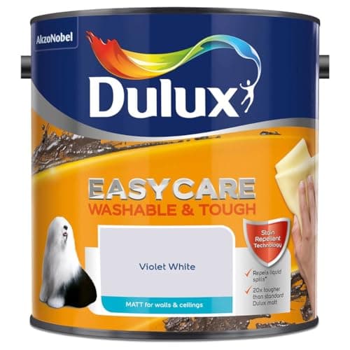 Image of Violet White Dulux Easycare Matt Emulsion Paint 2.5L – Washable & Stain Resistant, Durable Matt Finish, Quick Dry, Low Odour Interior Wall & Ceiling Paint