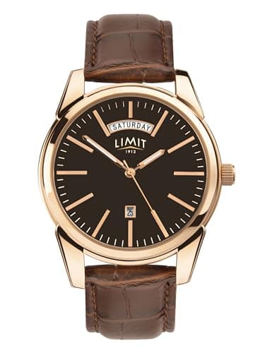 Image of Limit Men's Quartz Watch with Black Dial Analogue Display and Brown PU Strap 5484.01