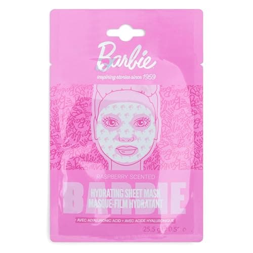 Image of Hydrating Facial Sheet Mask with Hyaluronic Acid for Skin Hydration - Raspberry Scented - Barbie - Skincare Facial Mask