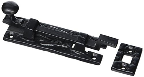 Image of Merriway® BH00771 Antique Cranked Swan Neck Surface Slide Door Bolt, 100 mm (4 inch) - Black