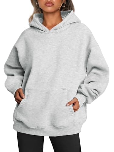 Image of Trendy Queen Womens Oversized Hoodies Fleece Sweatshirts Long Sleeve Sweaters Pullover Fall Clothes with Pocket, Grey, Medium