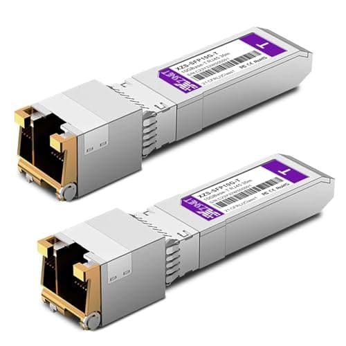 Image of 10GBASE-T SFP+ Transceiver, 1.25/2.5/5/10G SFP+ to RJ45, 10Gb Copper SFP+ to Ethernet Module Compatible with Cisco SFP-10G-T-S, Ubiquiti UniFi UF-RJ45-10G, Mikrotik, Meraki, Netgear and More, 2 Pack
