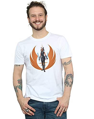Image of Star Wars Men's Clone Wars Ahsoka Rebel Pose T-Shirt White XXXXX-Large