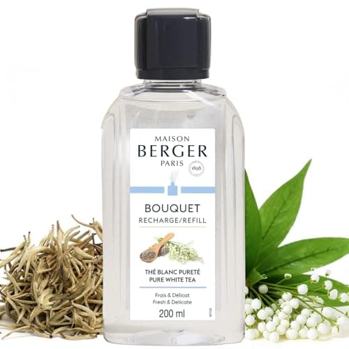 Image of Maison Berger – Reed Diffuser Refill Pure White Tea – Home Fragrance Refill for the Home 200 ml – Made in France – Long-Lasting, Gentle and Continuous Diffusion