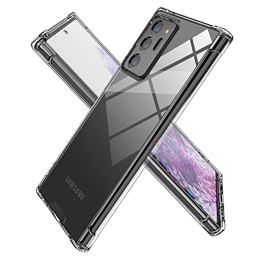 Image of KIOMY Crystal Clear Case for Samsung Galaxy Note 20 Ultra 5G Hybrid Design Hard PC Back Cover with Flexible TPU Raised Frame Shockproof Bumper Corners Protective Slim Fit Anti Yellow Transparent Shell