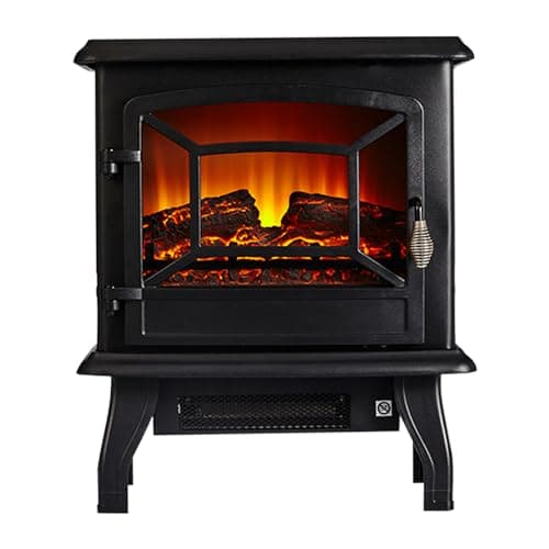Image of Electric Stove Heater 2000W,Electric Fireplace with Indoor Log/Wood Burner Effect,Modern Freestanding LED Flame Fireplave Stoves Adjustable Thermostat (ADFE07 Fireplace, Black)