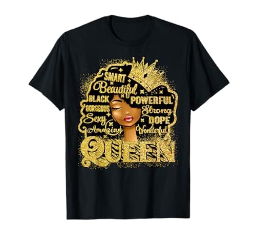 Image of African American Afro Women Black Girl Proud Black Queen T-Shirt