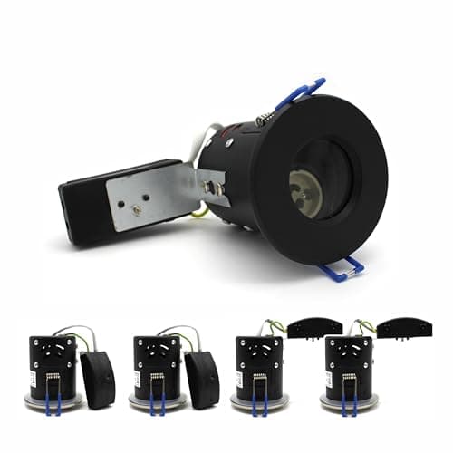 Image of sanlumia 4 X LED Fire Rated Downlight Can GU10 Recessed Ceiling Twist & Lock Interchangeable Downlight IP65 Black