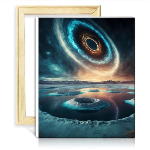 Image of TANGFEIY Canvas Drawing Paintwork Kit Colors Space Planet Canvas Painting Adults with Brushes and Acrylic Pigment Home Decor Painting Gift No Frame(40x50cm)