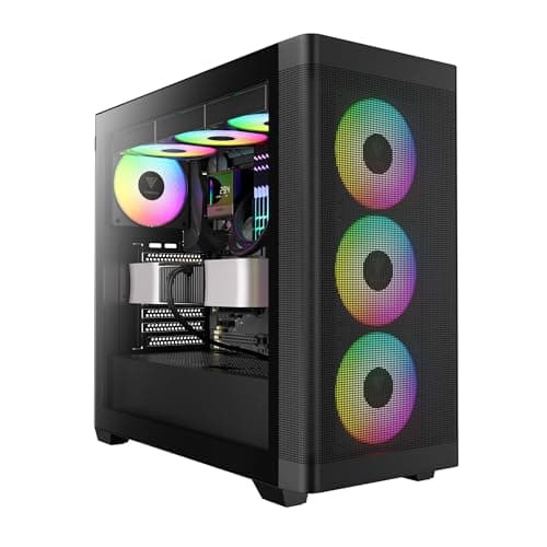 Image of GAMDIAS ATHENA M3 ATX Mid Tower PC Case, 4 x 120mm ARGB PWM Fan w/Hub, Front Airflow Mesh, Tool-Free Tempered Glass Side Panel, MB Sync Ready, Black