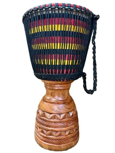 Image of AMI 13-Inch Authentic Professional Djembe Drum with Cow Skin Head - Comes With 3 Free Instruments Worth £35