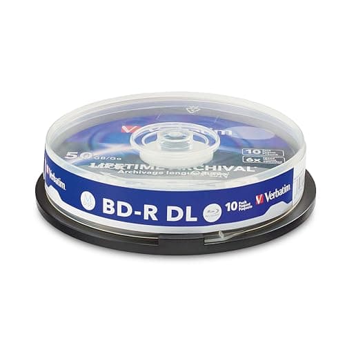 Image of Verbatim M DISC BD-R DL 50GB 6X Lifetime Archival White Inkjet Hub Printable Blank Blu-Ray Recordable Media– 10pk Spindle