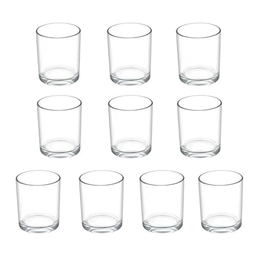 Image of 10 pack Tea Light Candle Holders, Glass Tealight Holders (Ø 4.5cm X 6cm High) Transparent Glass Tea Light Holders for Wedding, Anniversary, Festival, Dining Table, Home Decoration