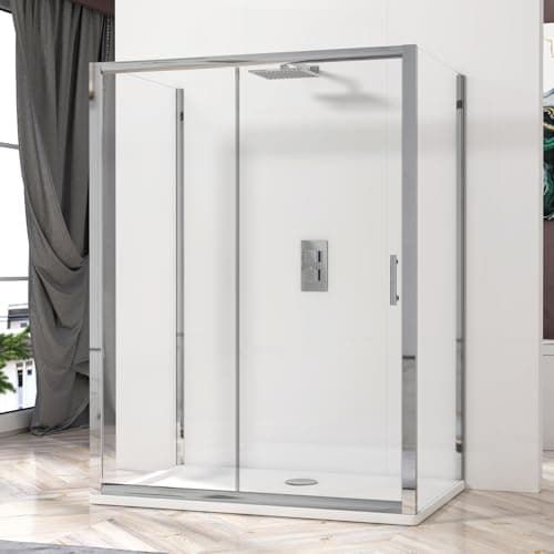 Image of Grand 1700 x 900mm Single Sliding Rectangular 3-Sided Shower Enclosure 6mm Glass Reversible Cubicle Door