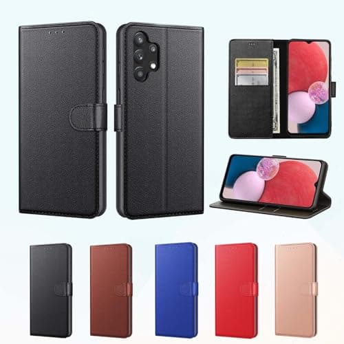 Image of sheikhuu Luxury Case for Samsung Galaxy A13 4G Leather Phone Case Cover,[LifetimeSupport], PU Faux Leather Wallet Book Folio Flip Magnetic Shockproof Case with Card Slots & Kickstand (Black)