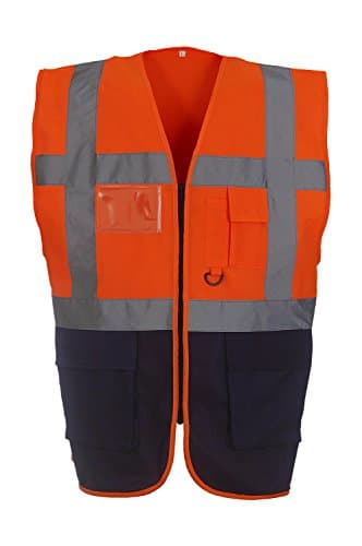 Image of Yoko Men's Yk002/Hvw801 Multi-Functional Executive Hi-Vis Waistcoat - Orange/Black, Large