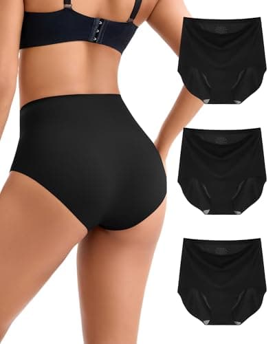 Image of INNERSY Black Seamless Knickers for Women No Show High Waisted Underwear Basic Ladies Pants 3 Pack (10, 3 Classic Black)