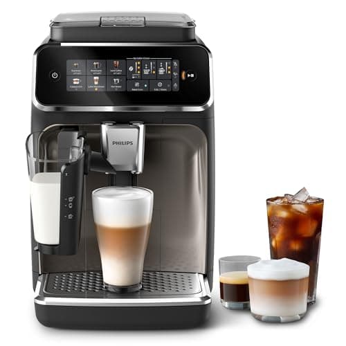 Image of Philips 3300 Series Bean to Cup Coffee Machine – 6 Hot & Iced drinks, LatteGo Milk Frother, Fastest-to-Clean, 40% Quieter, Ceramic Grinder, Fully Automatic Espresso & Cappuccino maker (EP3347/90)