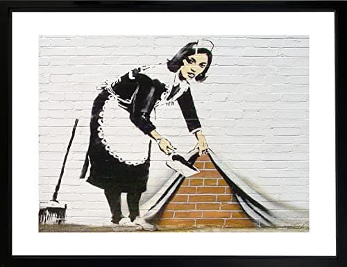 Image of Brookpace Fine Art Keep It Spotless Banksy Graffiti Street Framed Wall Art 53 x 43cm | Bedroom Poster Living Room Print Home Decor