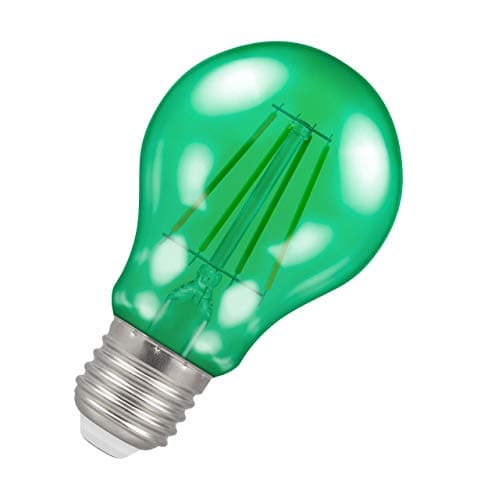 Image of Crompton Lamps Green LED GLS Light Bulb 4.5W E27 Harlequin | IP65 Outdoor Lights LED Bulbs | Energy-Saving Replacement for 25W Bulbs | 15,000 Hours Life | for Festoon Lights Outdoor