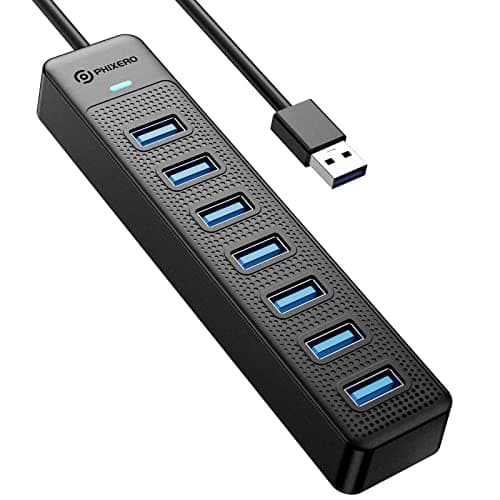 Image of PHIXERO 7 Port USB 3.0 Hub - Portable Extension Compatible with All USB 3.0/2.0/1.1 Devices