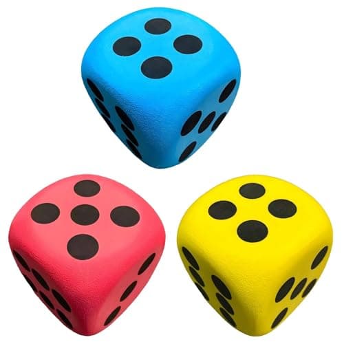 Image of 3 Pcs Large Foam Dices, 6cm Round Big Soft Dice, Large Dice, Giant Foam Dices for Party Activities, Family Games and Classroom Maths Activities (Red, Yellow, Blue)