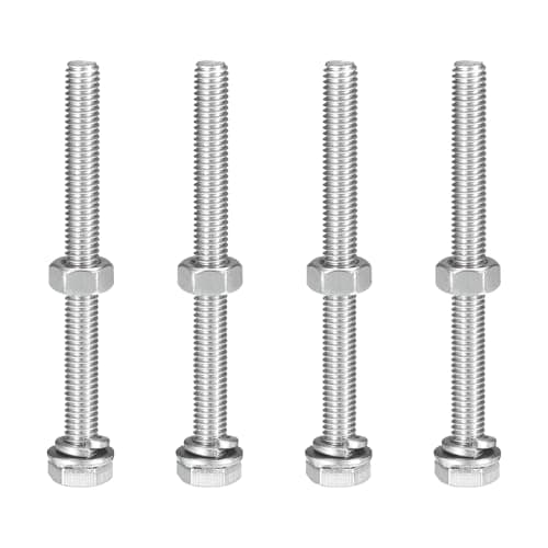 Image of sourcing map M6 x 70mm Hex Head Screws Bolts, Nuts, Flat & Lock Washers Kits, 304 Stainless Steel Fully Thread Hexagon Bolts 4 Sets