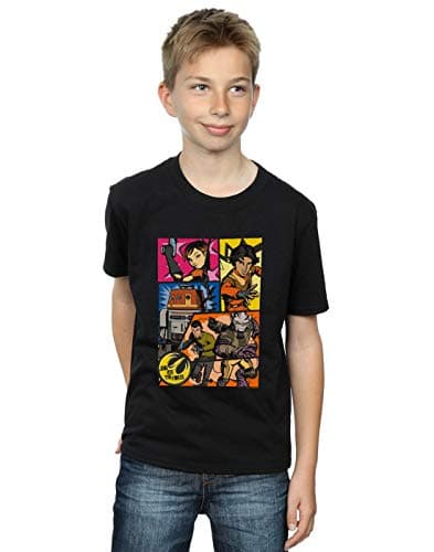 Image of Star Wars Boys Rebels Comic Strip T-Shirt Black 7-8 Years