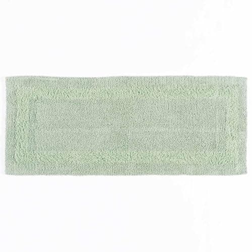 Image of HOMESCAPES Long Bath Mat, Runner, Luxury 1600gsm Extra Soft 100% Cotton, Reversible Bathroom Mats Non-Slip, Washable, Super Absorbent, Quick-Dry, Sage Green Large Bathroom Rug, 40 x 100 cm