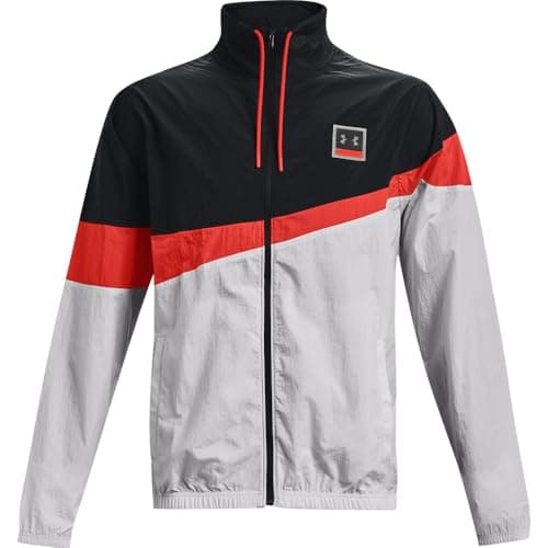Image of Under Armour Men's UA 21230 Full-Zip Jacket Windbreaker Colour Block Black White Orange Size X-Large XL