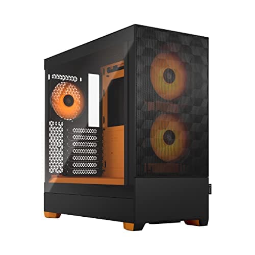 Image of Fractal Design Pop Air RGB Orange Core - Tempered Glass Clear Tint - Honeycomb Mesh Front – TG side panel - Three 120 mm Aspect 12 RGB fans included – ATX High Airflow Mid Tower PC Gaming Case