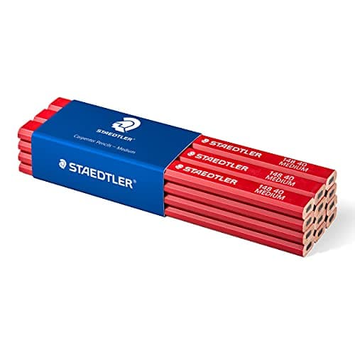 Image of STAEDTLER 148 40 Medium Carpenters Pencil - 2H, 175 mm (Pack of 12), black
