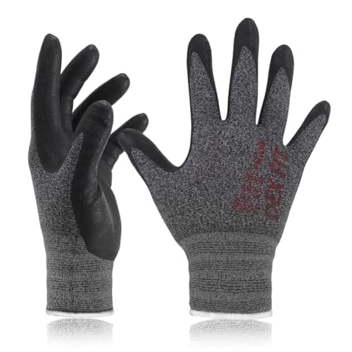 Image of DEX FIT Nitrile Work Gloves FN330, 3D-Comfort Stretchy Fit, Firm Grip, Thin & Lightweight, Touch-Screen Compatible, Durable, Breathable & Cool, Machine Washable; Black Grey 7 (S) 1 Pair