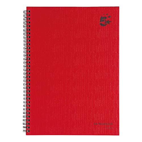 Image of 5 Star A4 Notebook Hardback Manuscript Book (5 Pack) Red A4 Hardback Notebook Lined 160 Pages Writing Book Sprial Sidebound