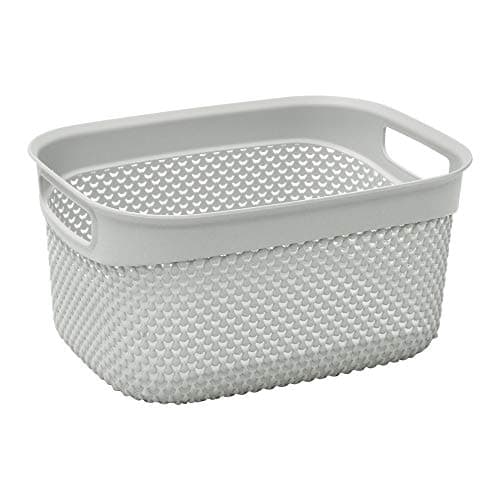 Image of JVL 13-385IG Droplette Design Plastic Storage Basket, 6.6L, 15 x 29 x 22 cm Approx, Grey, One Size