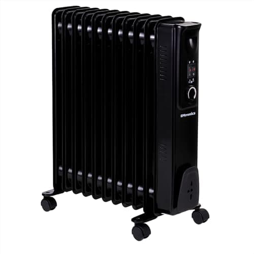 Image of EMtronics EMOFR11BLK 2500W/2.5KW 11 Fin Portable Electric Oil Filled Heater Radiator with Adjustable Thermostat and 3 Heat Settings for 25 sqm Room - Black