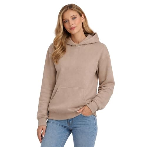 Image of The Fancy Dress Hoodies for Men & Women UK - Unisex Plain Pullover Hooded Sweatshirt long Sleeve Inside Fleece Hoodie Top For Gym Work Running, L (l), Taupe